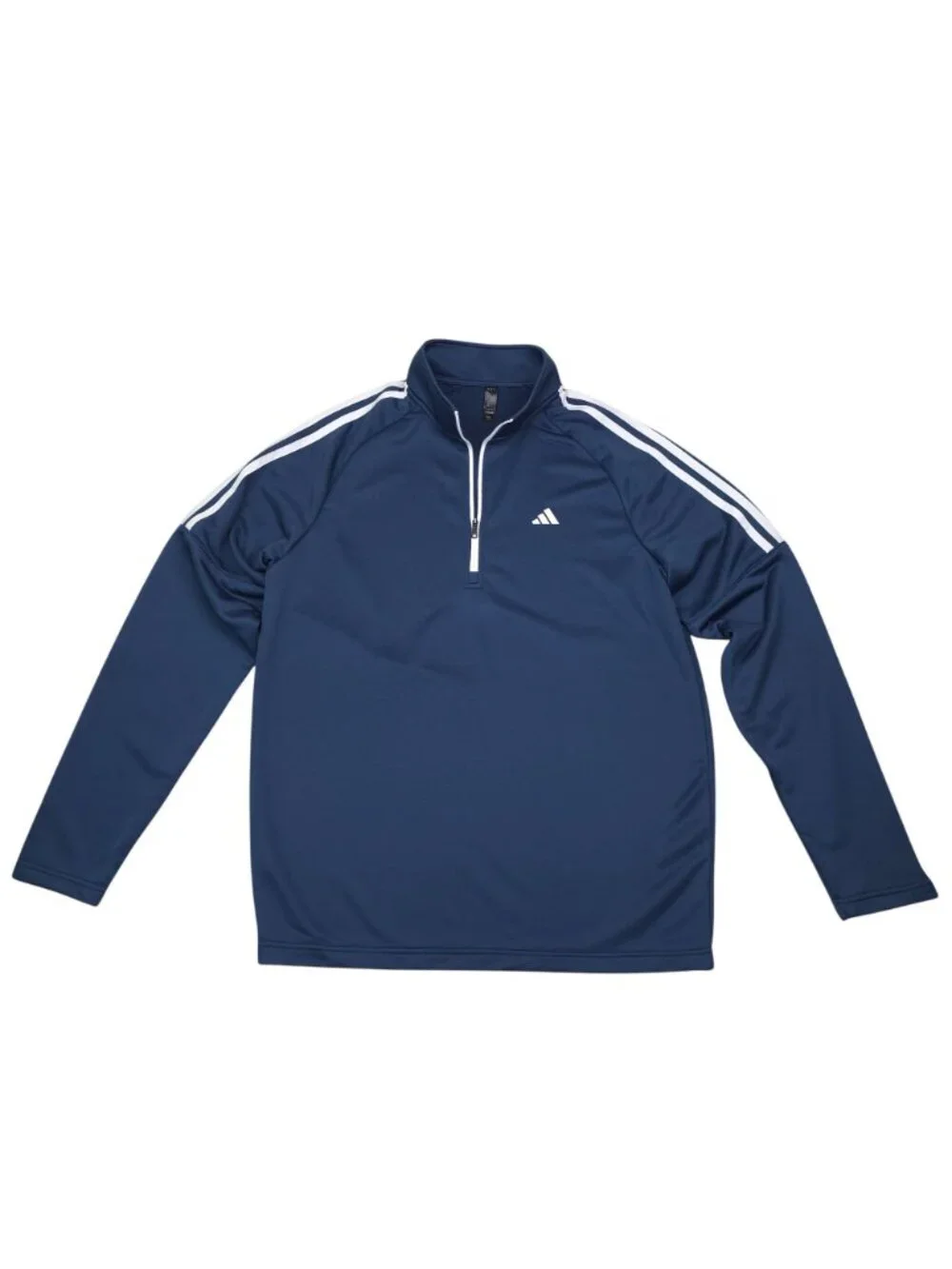Adidas Mens Golf Navy French Terry 1/4 Zip Pullover Long Sleeve Size L UPF 50
